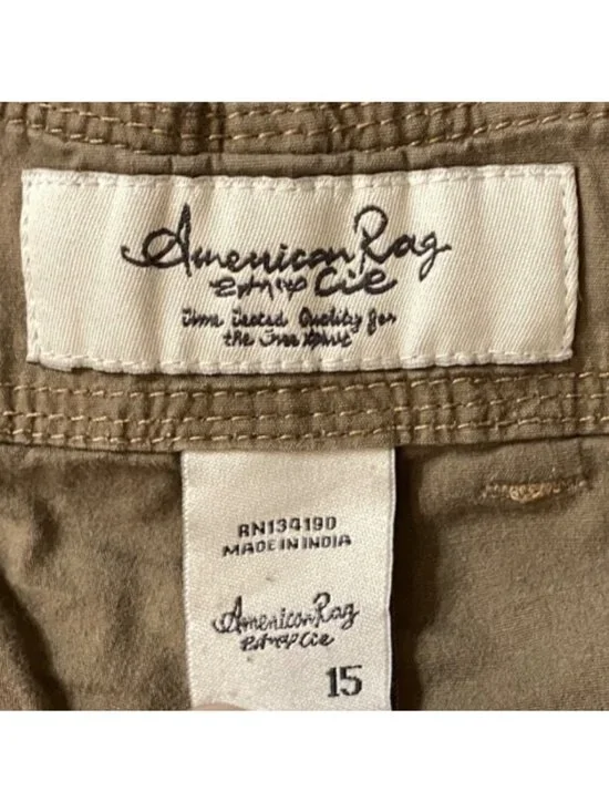 American Rag Cie Womens Khaki Cargo Shorts Size 15 With Pockets Made In India - Picture 3 of 5